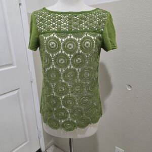 Tory Burch Olive Green Lace Blouse